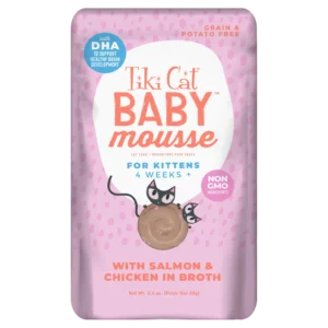 Tiki Cat Velvet Mousse Wet Cat Food KITTEN Salmon & Chicken in Broth – Pouch 68gr