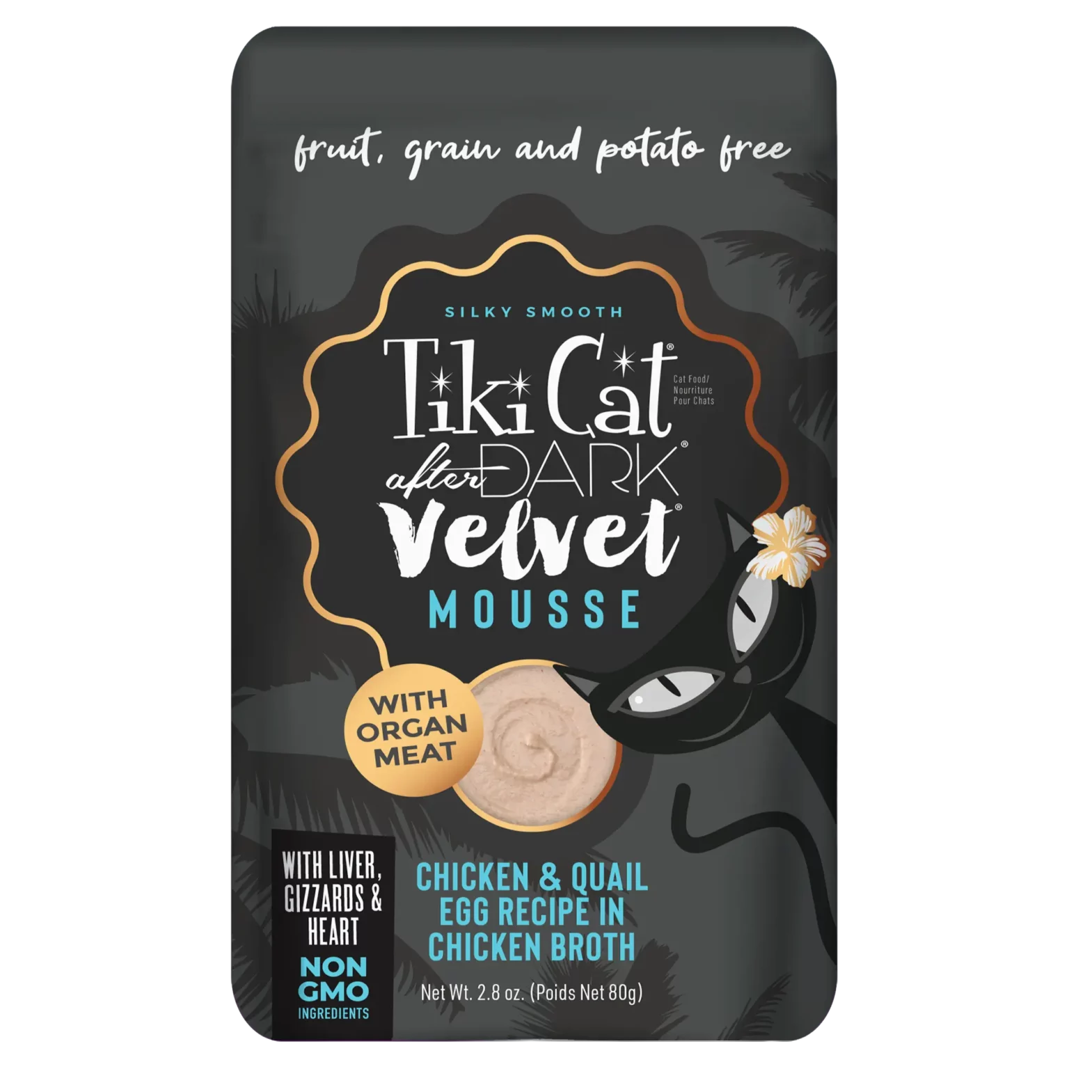 Tiki Cat After Dark Velvet Mousse Chicken & Quail Egg in Chicken Broth – Pouch 80gr