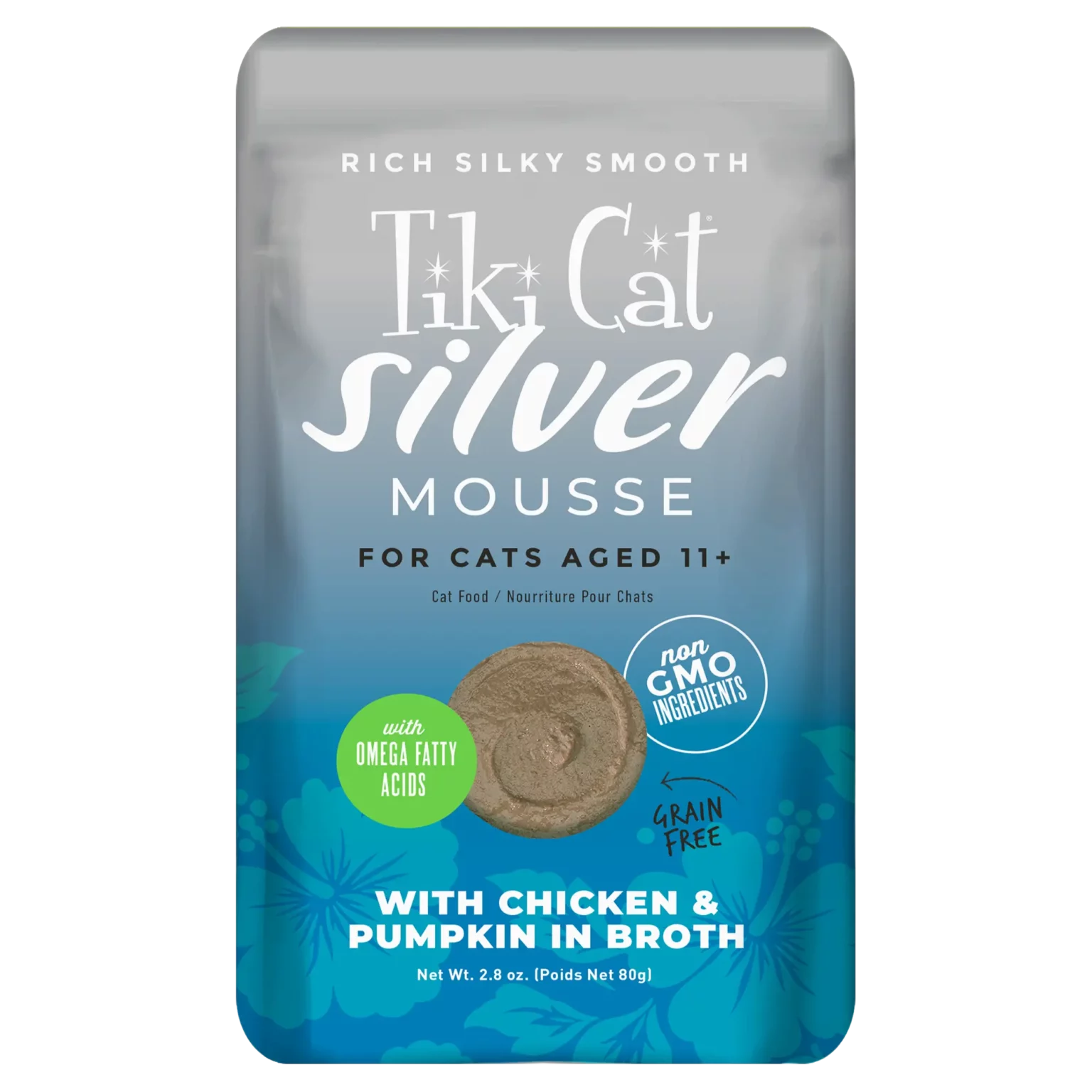 Tiki Cat Velvet Mousse Wet Cat Food Senior Chicken & Pumpkin in Broth – Pouch 80gr