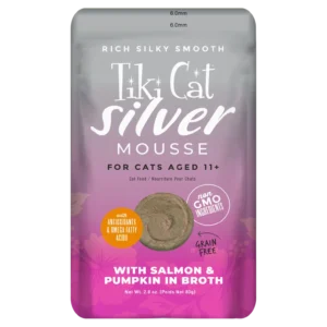 Tiki Cat Velvet Mousse Wet Cat Food Senior Salmon & Pumpkin in Broth – Pouch 80gr