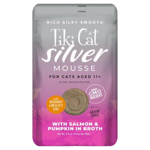 Tiki Cat Velvet Mousse Wet Cat Food Senior Salmon & Pumpkin in Broth – Pouch 80gr