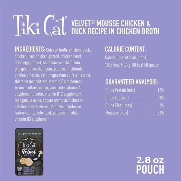 Tiki Cat After Dark Velvet Mousse Chicken & Duck in Chicken Broth – Pouch 80gr - Imagen 2