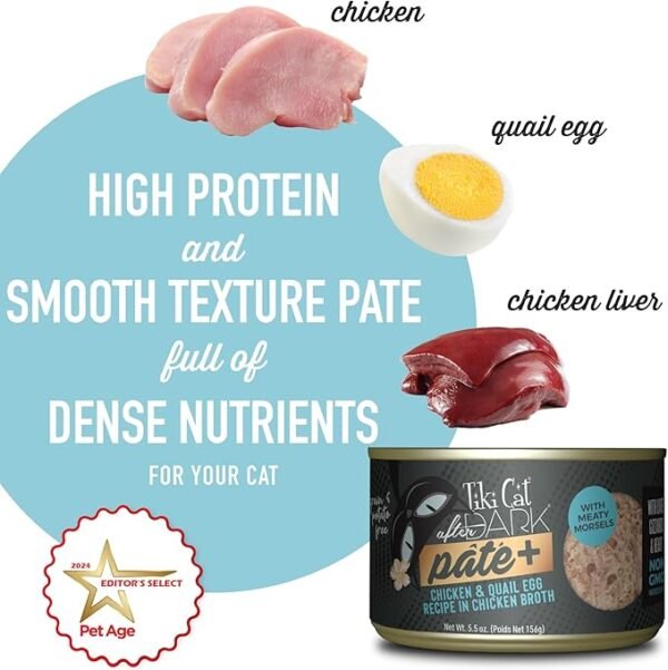 Tiki Cat After Dark Pate+ Chicken & Quail Egg – Lata 80gr - Imagen 3