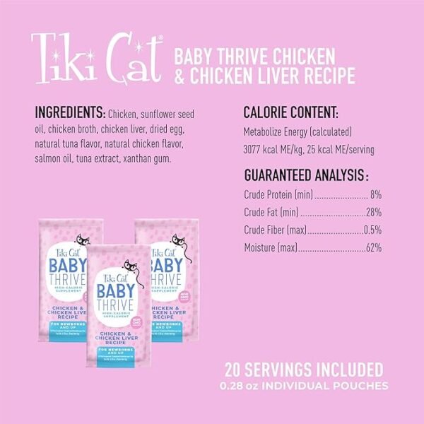 Tiki Cat Baby Thrive Chicken & Chicken Liver Recipe – Sachets 20 unid - Imagen 3