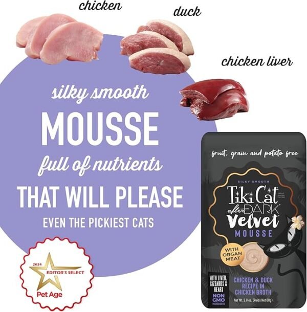 Tiki Cat After Dark Velvet Mousse Chicken & Duck in Chicken Broth – Pouch 80gr - Imagen 3