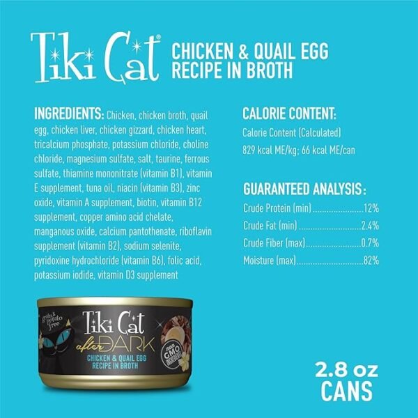 Tiki Cat After Dark Wet Cat Food Chicken & Quail – Lata 80gr - Imagen 3