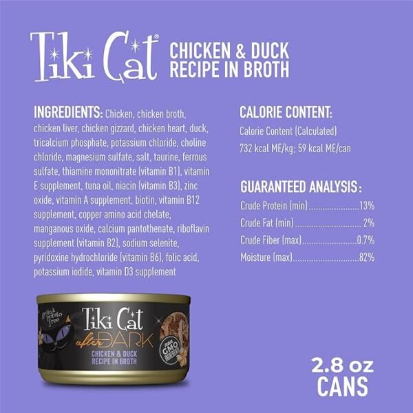 Tiki Cat After Dark Wet Cat Food Chicken & Duck – Lata 80gr - Imagen 3