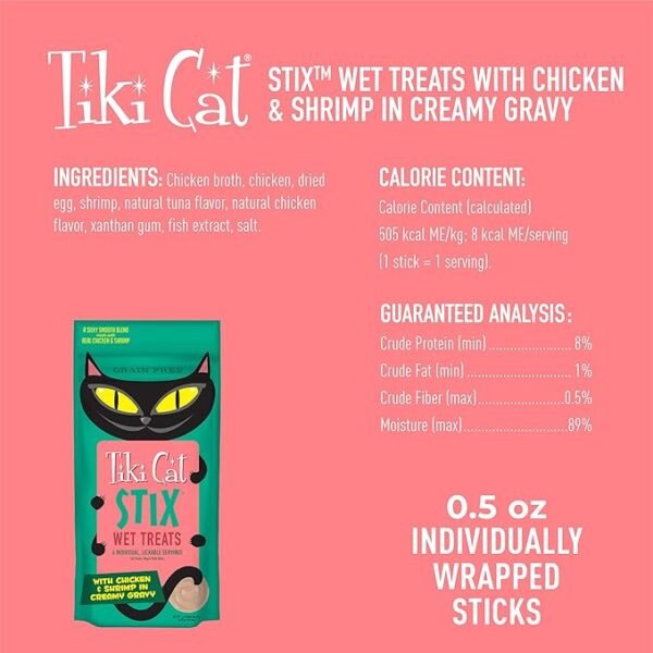 Tiki Cat Stix Treats Chicken & Shrimp Mousse x 6 sticks - Imagen 4