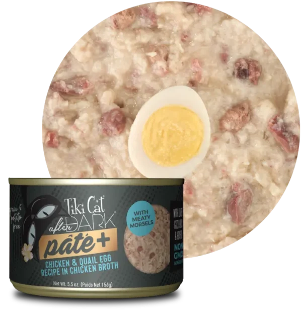 Tiki Cat After Dark Pate+ Chicken & Quail Egg – Lata 80gr - Imagen 4