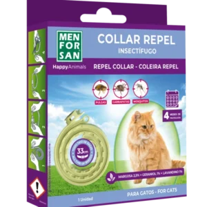 Menforsan Collar Anti-Insectos con Margosa, Geraniol y Lavandino para Gatos