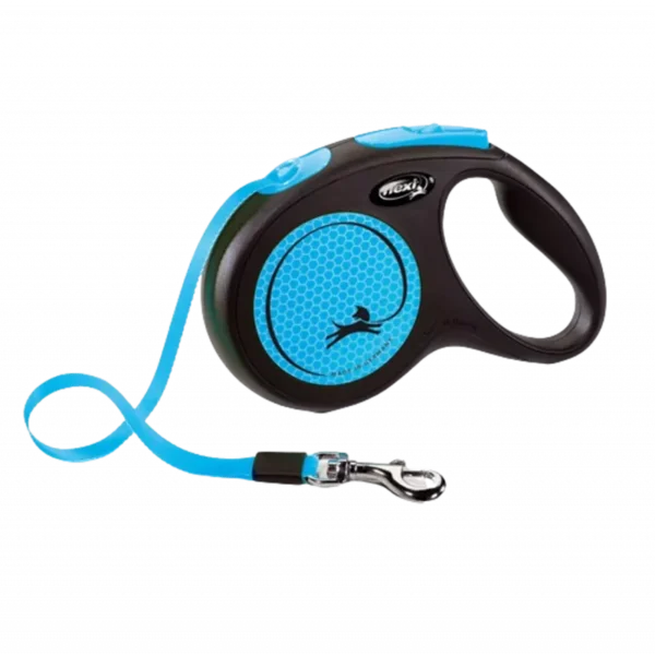 Correa Retráctil Flexi New Neon Reflect Azul