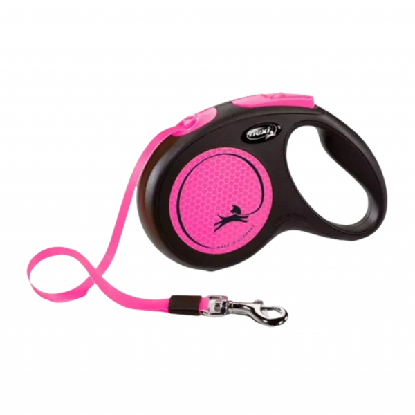 Correa Retráctil Flexi New Neon Reflect Rosa