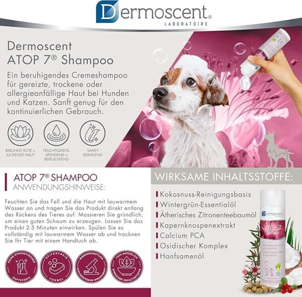 Dermoscent ATOP 7 Shampoo para Perros y Gatos – 200ml - Imagen 2