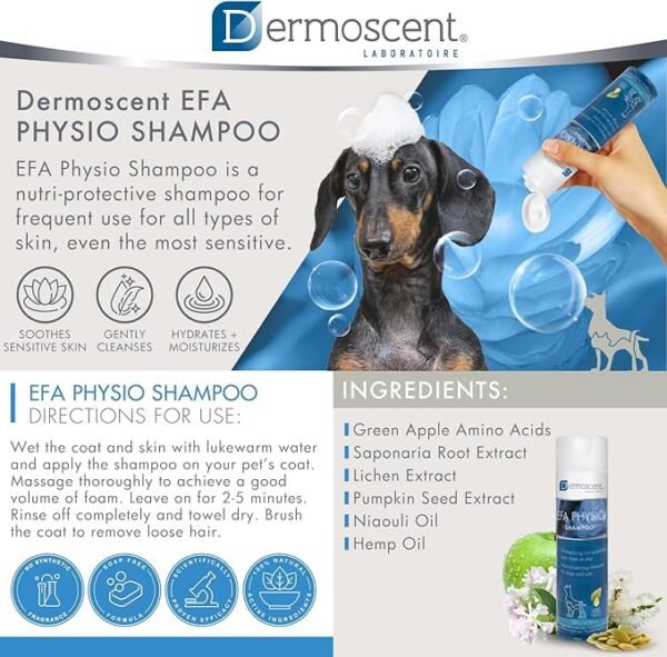 Dermoscent EFA Physio Shampoo para Perros y Gatos – 200ml - Imagen 2