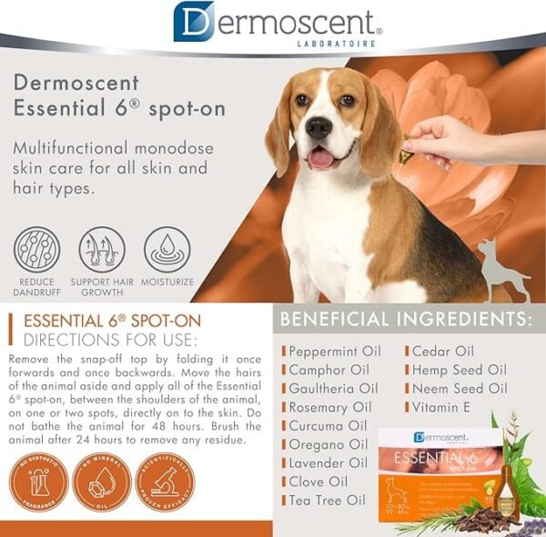 Dermoscent Essential 6 Spot-On para Perros de 10 a 20kg – Pack x 4 pipetas - Imagen 2