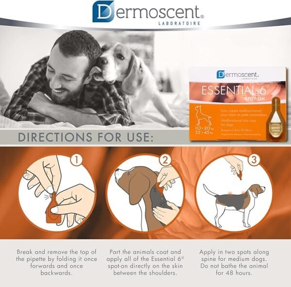 Dermoscent Essential 6 Spot-On para Perros de 10 a 20kg – Pack x 4 pipetas - Imagen 3