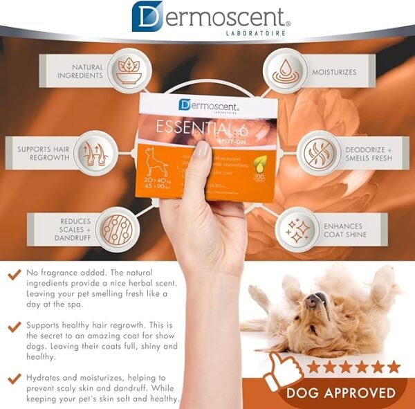Dermoscent Essential 6 Spot-On para Perros de 20 a 40kg – Pack x 4 pipetas - Imagen 5