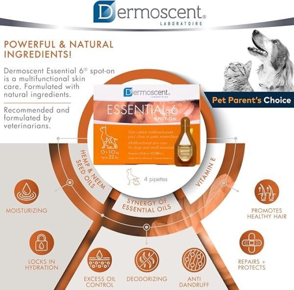 Dermoscent Essential 6 Spot-On para Perros y Pequeños Mamíferos de 0 a 10kg – Pack x 4 pipetas - Imagen 5