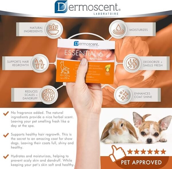 Dermoscent Essential 6 Spot-On para Perros y Pequeños Mamíferos de 0 a 10kg – Pack x 4 pipetas - Imagen 6