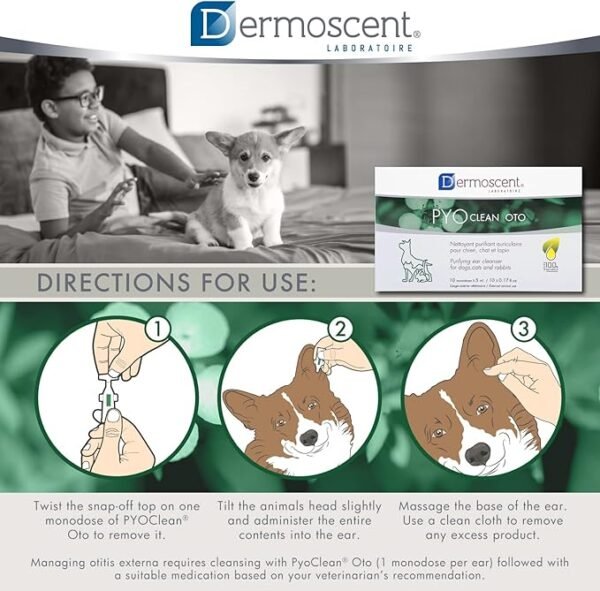Dermoscent PYOclean Oto para Perros, Gatos y Conejos – Pack x 10 pipetas - Imagen 3