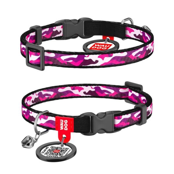 Waudog Collar para Gato Pink Camo + Placa QR - Imagen 2