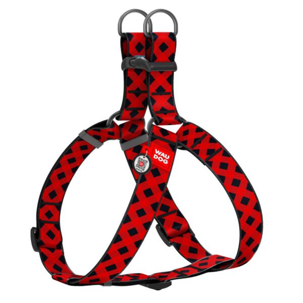 Waudog Arnés Red Tartan, Hebilla Fastex de Plástico + Placa QR