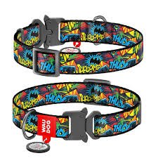 Waudog Collar Batman Bright DC Comics, Hebilla Fastex de Metal + Placa QR