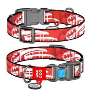 Waudog Collar Batman DC Comics, Hebilla Fastex de Plástico + Placa QR