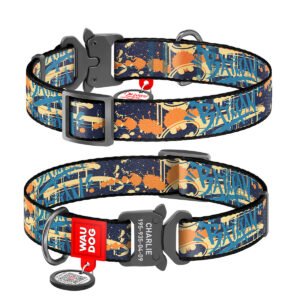 Waudog Collar Batman Jeans DC Comics, Hebilla Fastex de Metal + Placa QR
