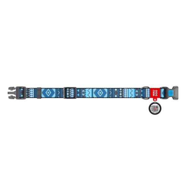 Waudog Collar Etno Blue, Hebilla Fastex de Plástico + Placa QR - Imagen 3
