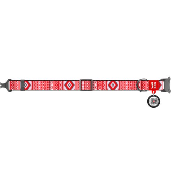 Waudog Collar Etno Red, Hebilla Fastex de Metal + Placa QR - Imagen 4