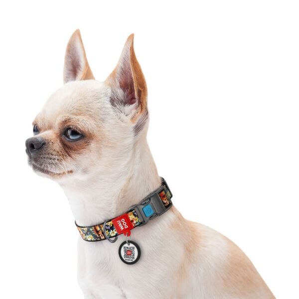 Waudog Collar Glamorous Skulls, Hebilla Fastex de Plástico + Placa QR - Imagen 3