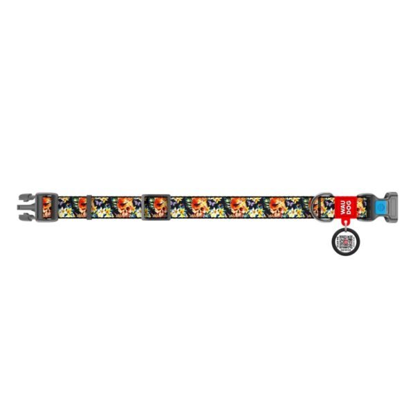 Waudog Collar Glamorous Skulls, Hebilla Fastex de Plástico + Placa QR - Imagen 4