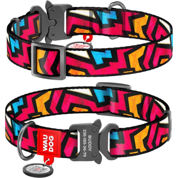 Waudog Collar Graffiti, Hebilla Fastex de Metal + Placa QR