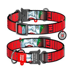 Waudog Collar Joker DC Comics, Hebilla Fastex de Metal + Placa QR