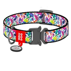 Waudog Collar Magic flowers, Hebilla Fastex de Metal + Placa QR