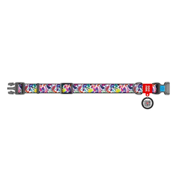 Waudog Collar Magic flowers, Hebilla Fastex de Plástico + Placa QR - Imagen 2
