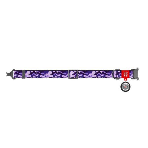 Waudog Collar Purple Camo, Hebilla Fastex de Metal + Placa QR - Imagen 3