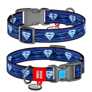 Waudog Collar Superman 1 DC Comics, Hebilla Fastex de Plástico + Placa QR
