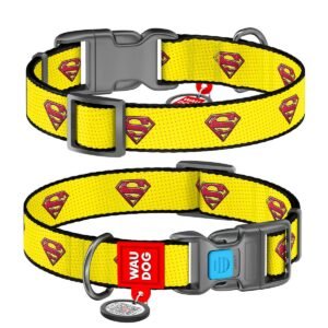 Waudog Collar Superman 2 DC Comics, Hebilla Fastex de Plástico + Placa QR