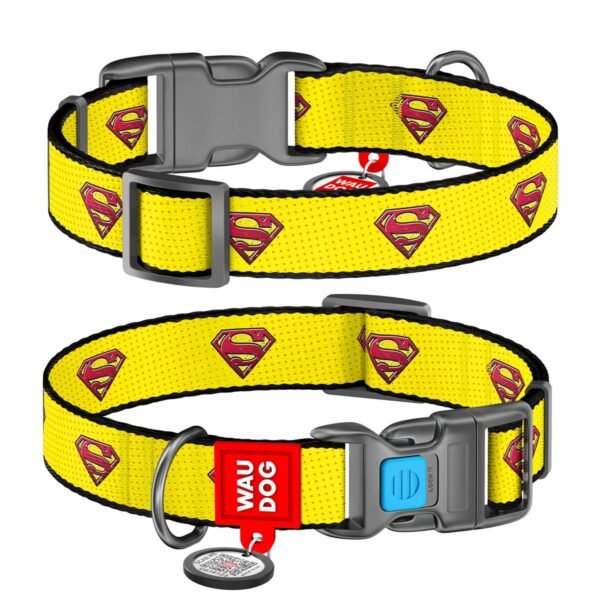 Waudog Collar Superman 2 DC Comics, Hebilla Fastex de Plástico + Placa QR