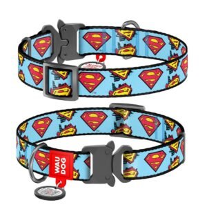 Waudog Collar Superman DC Comics, Hebilla Fastex de Metal + Placa QR
