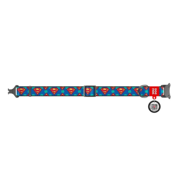 Waudog Collar Superman Logo DC Comics, Hebilla Fastex de Metal + Placa QR - Imagen 2