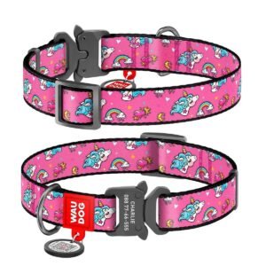 Waudog Collar Unicorns, Hebilla Fastex de Metal + Placa QR