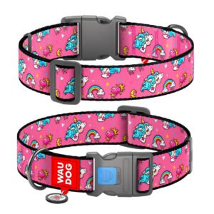Waudog Collar Unicorns, Hebilla Fastex de Plástico + Placa QR
