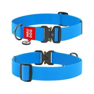 Waudog Collar Waterproof Azul, Hebilla Fastex de Metal + Placa QR