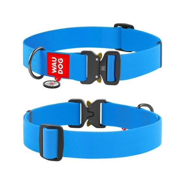 Waudog Collar Waterproof Azul, Hebilla Fastex de Metal + Placa QR