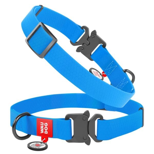 Waudog Collar Waterproof Azul, Hebilla Fastex de Metal + Placa QR - Imagen 3