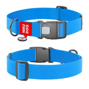 Waudog Collar Waterproof Azul, Hebilla Fastex de Plástico + Placa QR