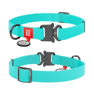 Waudog Collar Waterproof Mentol Brilla en la Oscuridad, Hebilla Fastex de Metal + Placa QR